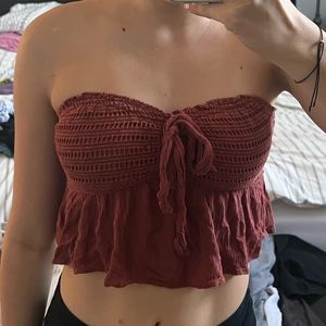 A&E strapless cropped top